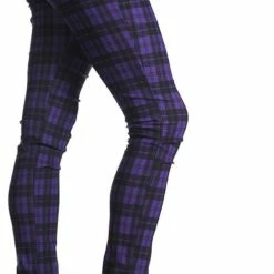 Purple Check Skinny Jeans