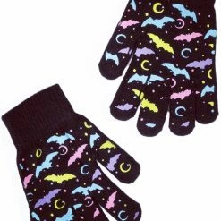 Pastel Goth Bats Knit Gloves