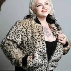 Leopard Fur Bomber Jacket
