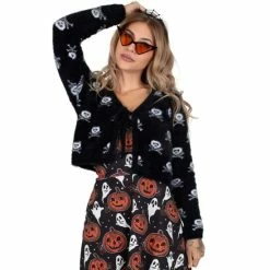 Skull & Bones Mohair Cardigan -Sourpuss shop cardigan fuzzy mohair skull bones 221354 550x.jpg