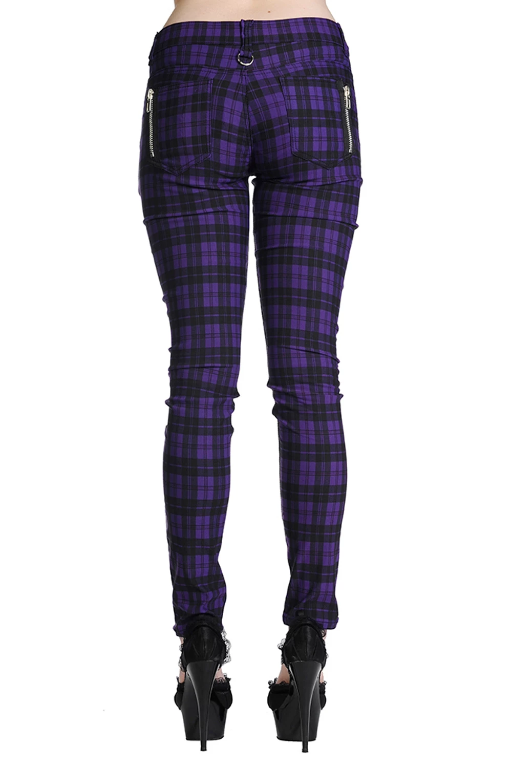 Purple Check Skinny Jeans 2 Purple Check Skinny Jeans - Image 2