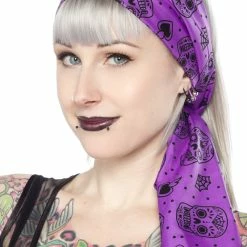Sugar Skull Scarf Purple