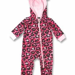 Leo Pink Hooded Baby Romper