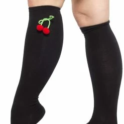 Cherries Pom Pom 17″ Socks