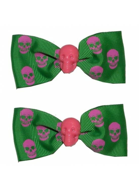 Skull Hair Slide – Pink/Green 1 Skull Hair Slide – Pink/Green