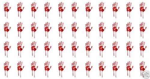 Bloody Hand Print Nail Decals – Postage Included 1 Bloody Hand Print Nail Decals – Postage Included