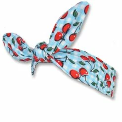 Front Tie Head Scarf/Bandana – Cherries Tartan