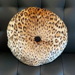 Velvet Leopard Round Pillow